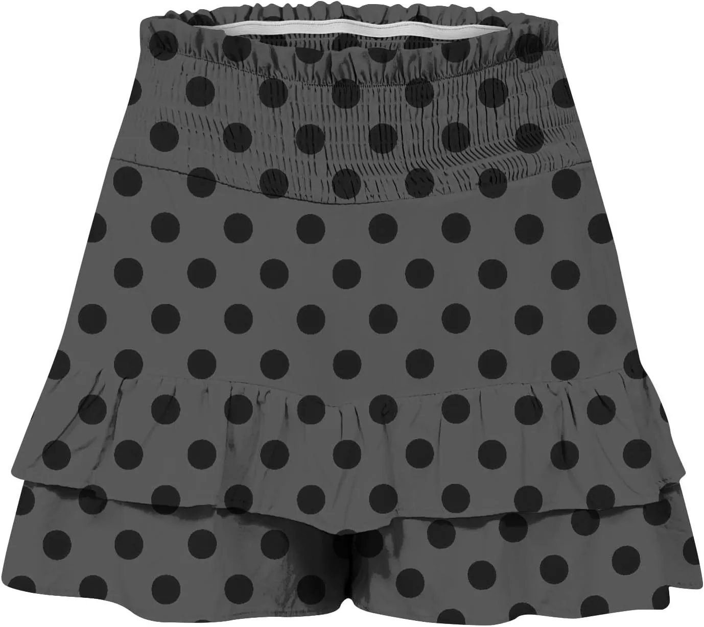 Polka Dot Ruffle Shorts Skirt, Womens High Waist Elastic Waistband Layered Mini Skort Casual Summer Fashion Pants Skirt