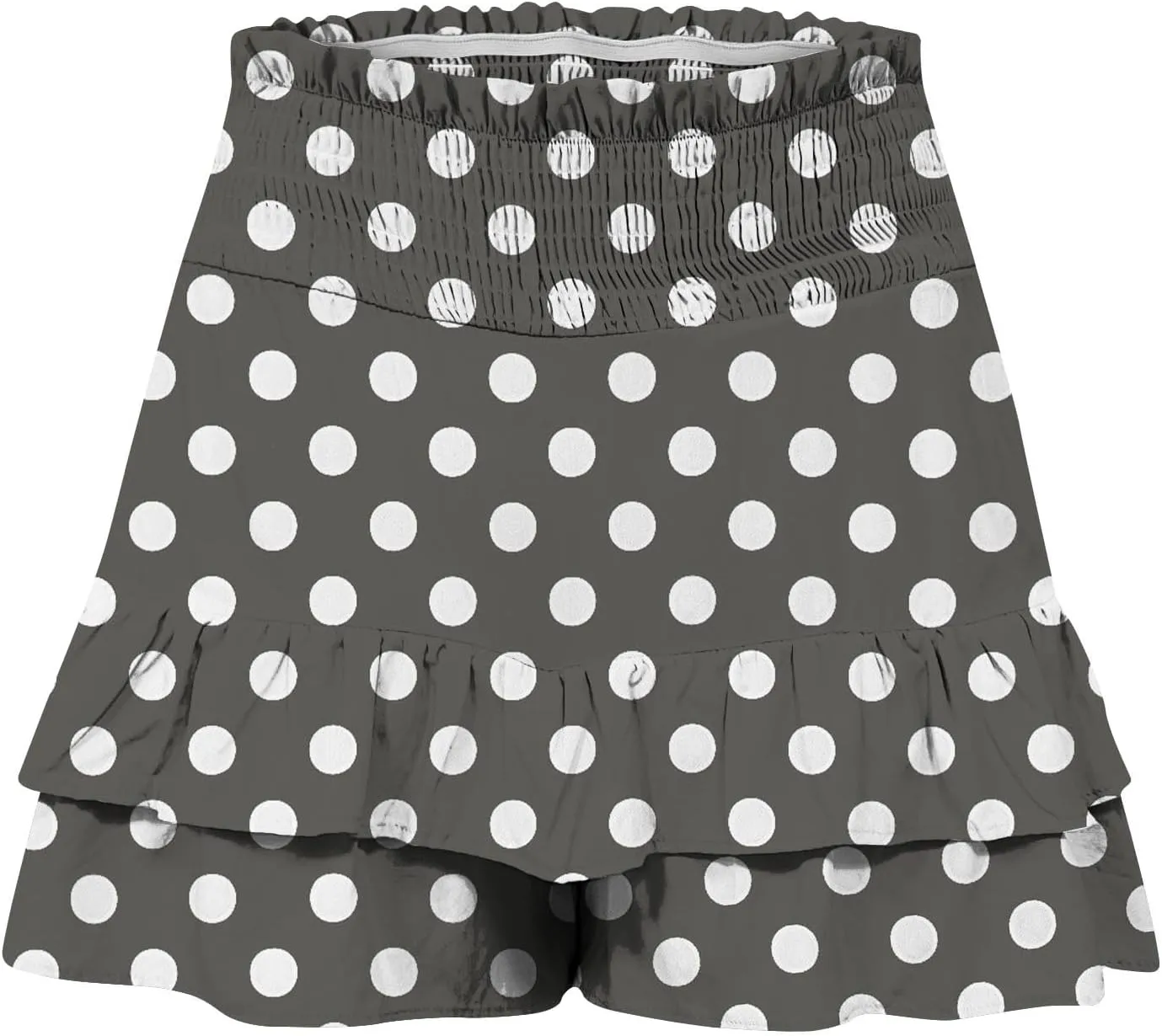 Polka Dot Ruffle Shorts Skirt, Womens High Waist Elastic Waistband Layered Mini Skort Casual Summer Fashion Pants Skirt