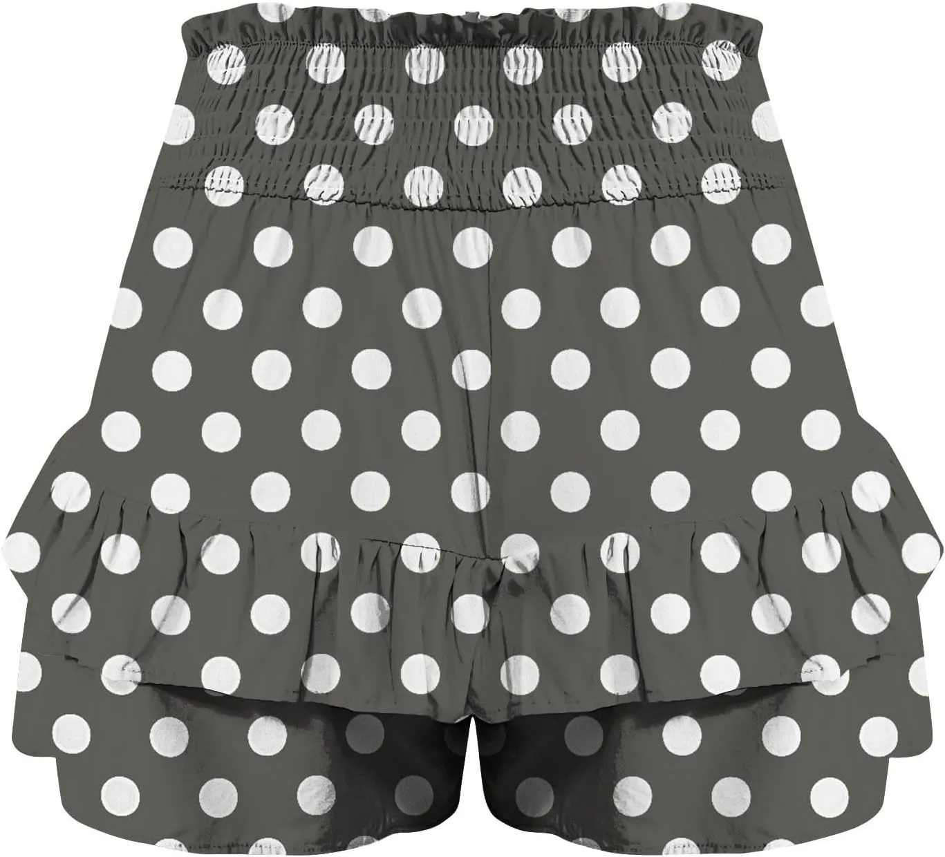 Polka Dot Ruffle Shorts Skirt, Womens High Waist Elastic Waistband Layered Mini Skort Casual Summer Fashion Pants Skirt