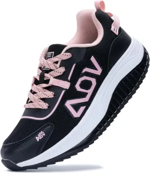 QAUPPE Women Walking Shoes with Arch Support, Orthotic Platform Sneakers Plantar Fasciitis Tennis Shoes Wide for Foot Pain Relief