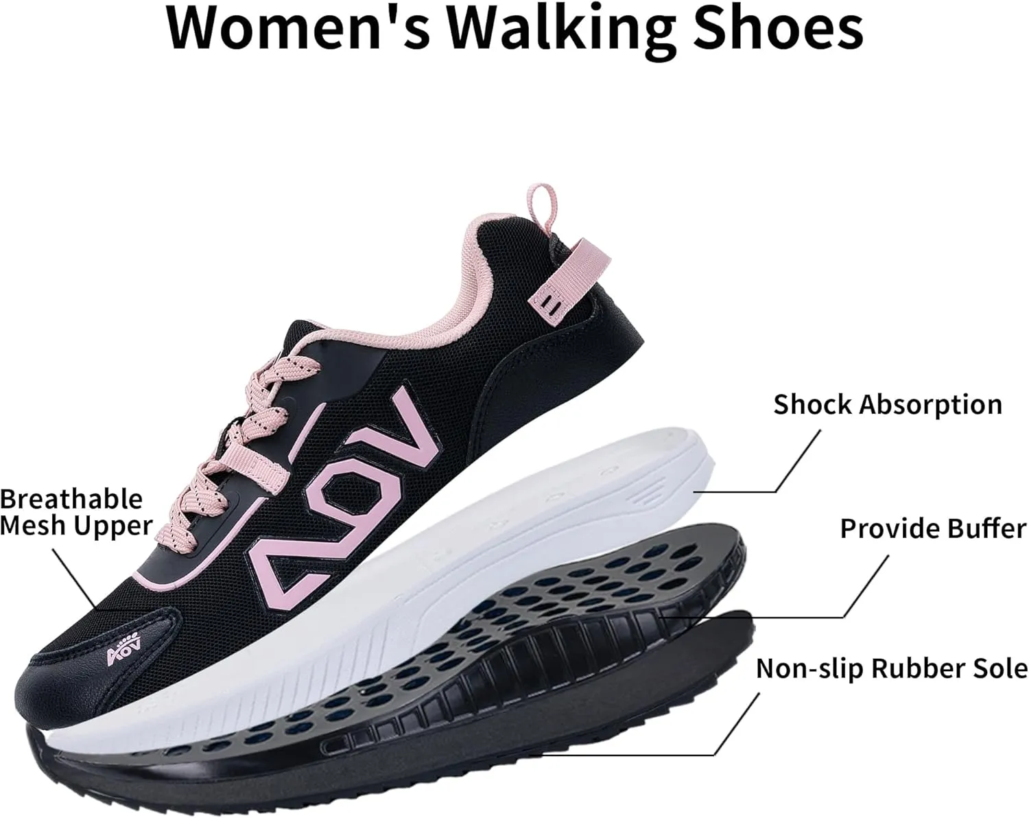 QAUPPE Women Walking Shoes with Arch Support, Orthotic Platform Sneakers Plantar Fasciitis Tennis Shoes Wide for Foot Pain Relief