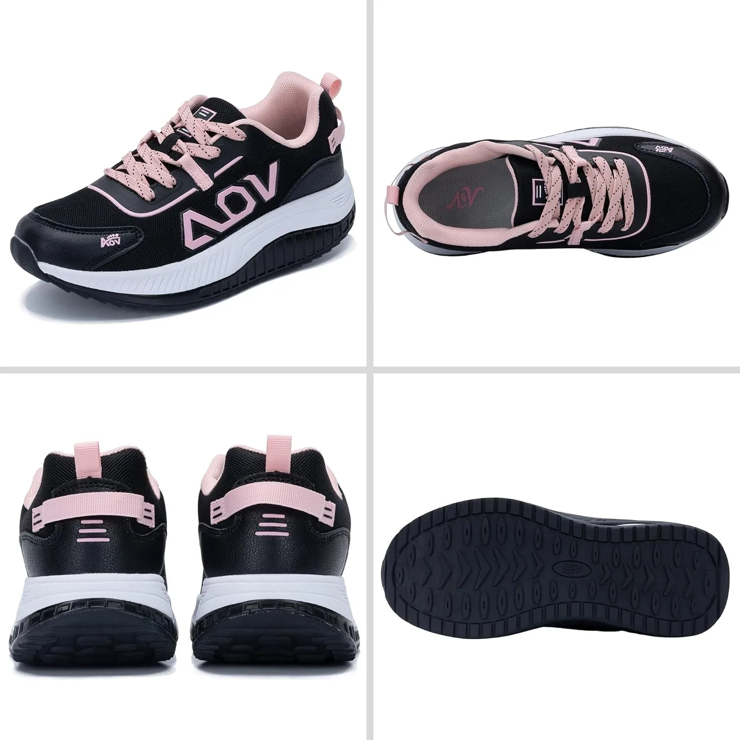 QAUPPE Women Walking Shoes with Arch Support, Orthotic Platform Sneakers Plantar Fasciitis Tennis Shoes Wide for Foot Pain Relief