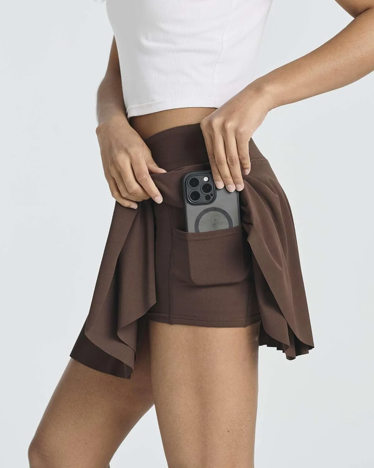 Real Essentials 3 Pack: Women's 14" Layered Ruffle Flowy Tennis Golf Skorts Pockets Pleated Mini Skirt Athletic Liner Shorts