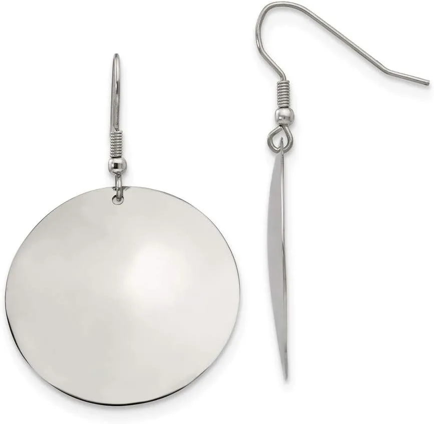 Real Stainless Steel Discs Dangle Earrings - 42mm x 30mm
