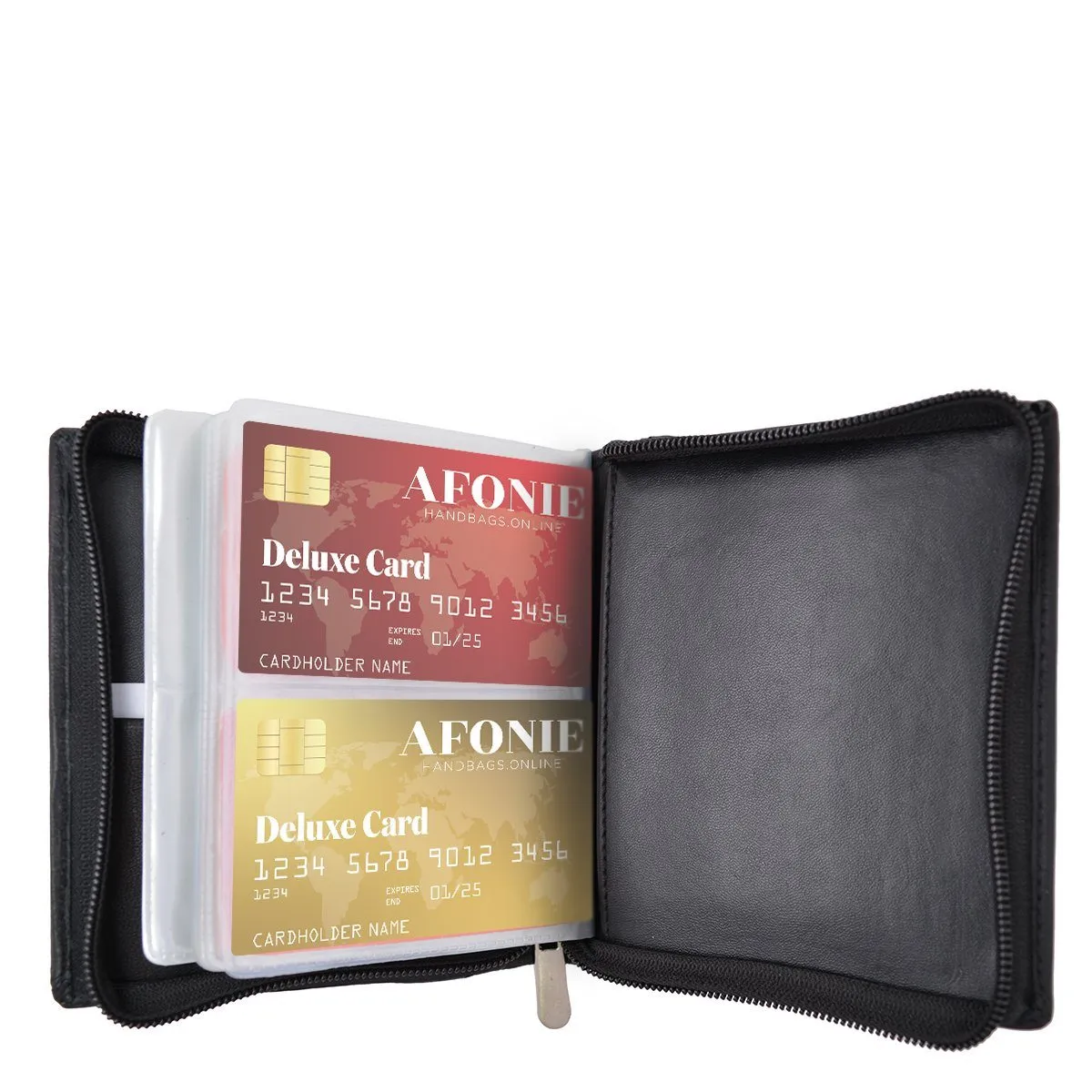 RFID Blocking Genuine Leather Zip Around Card Holder