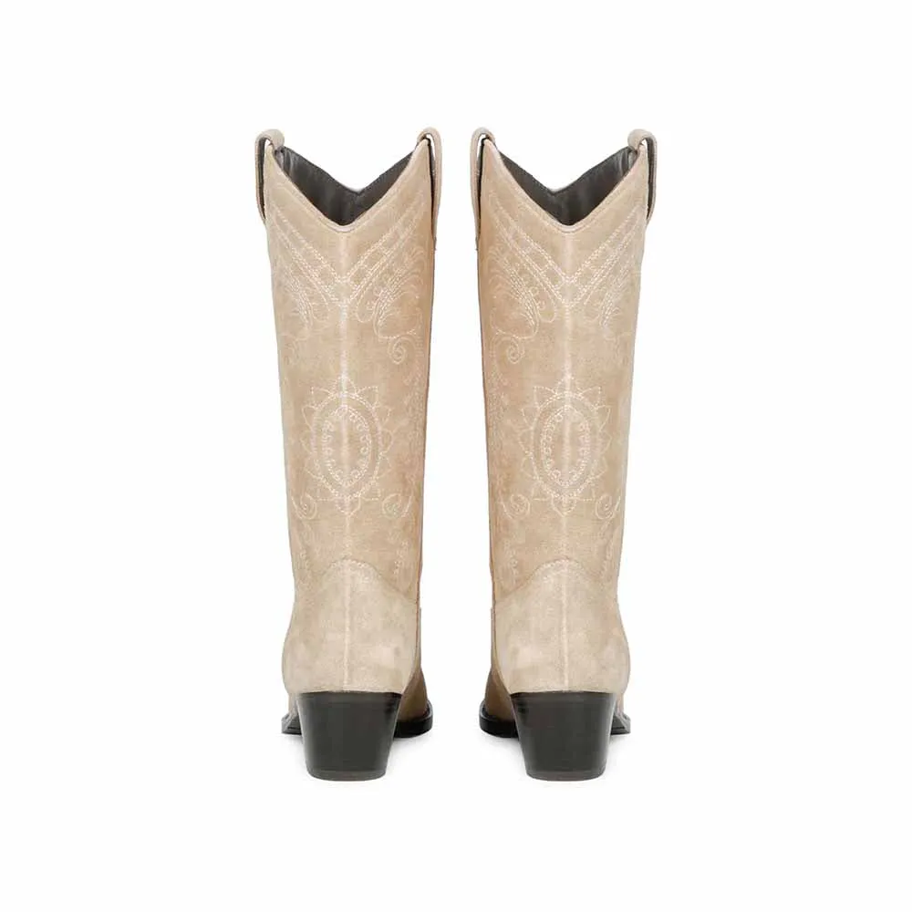 Saint G Stitched Ivory Leather Handcrafted Boots