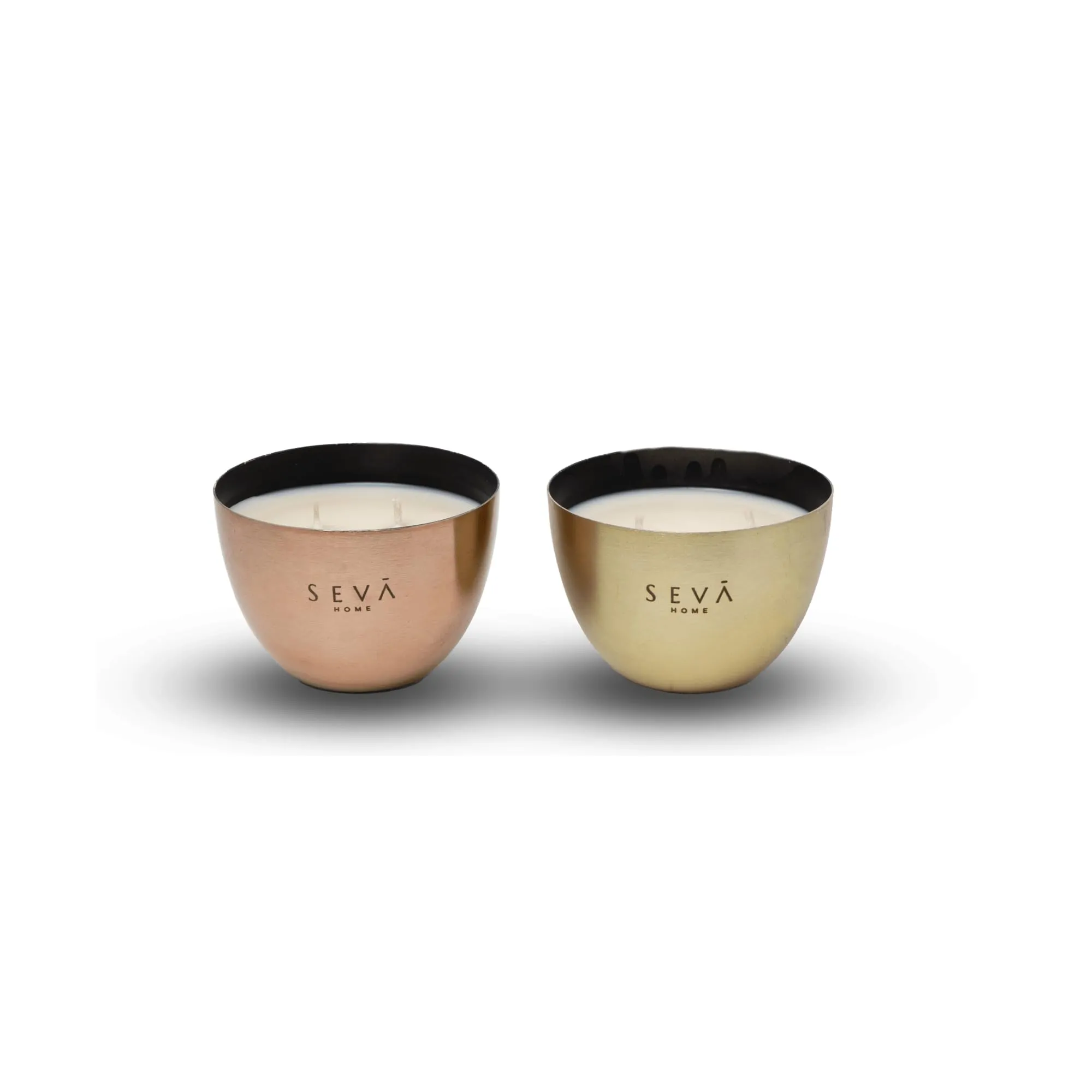 SEVA HOME Heirloom Bowl Mini Scented Candle - Set of 2 (Gold Rosegold)