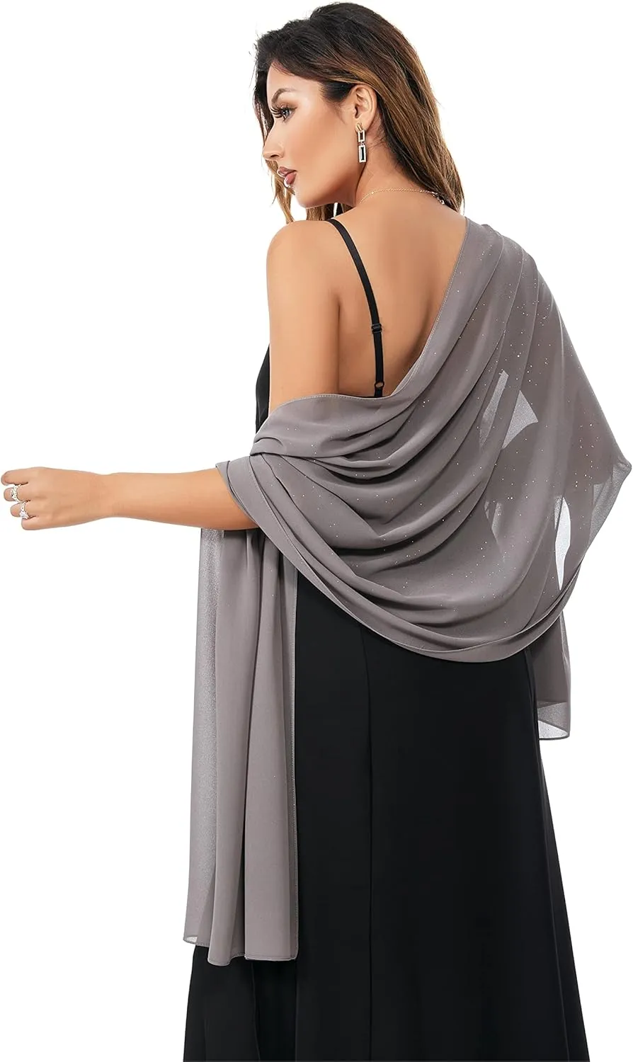 Shawls and Wraps for Evening Dresses Sheer Chiffon Women Elegant Soft Silky Sparkly Wedding Bridal Scarf