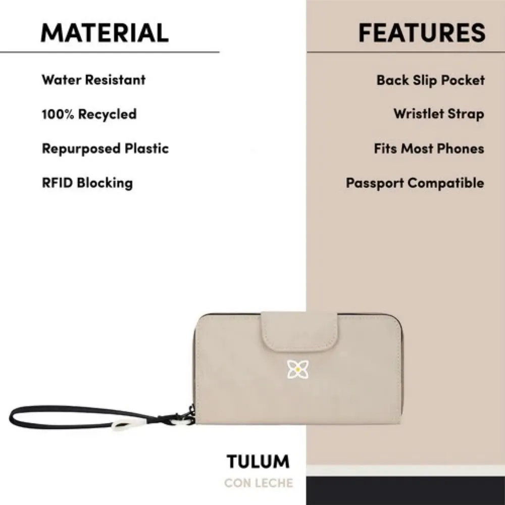 Sherpani Tulum Zip Wristlet Wallet in Con Leche Beige
