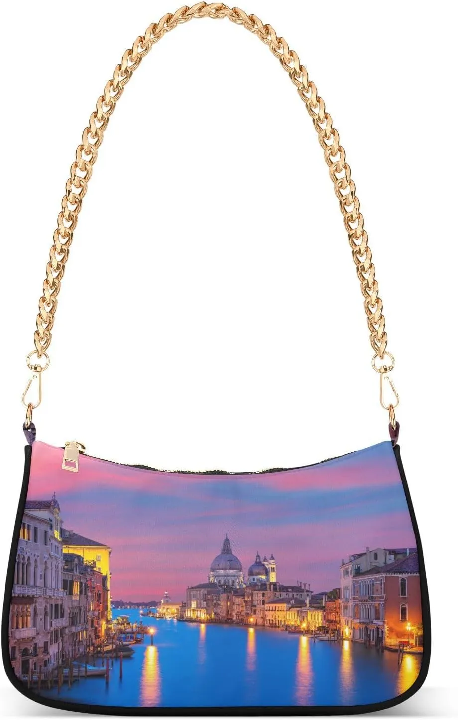 Shoulder Bag for Women Beautiful Sunset View Of Venice Italy Hobo Purses Handbags for Women with Chain Strap