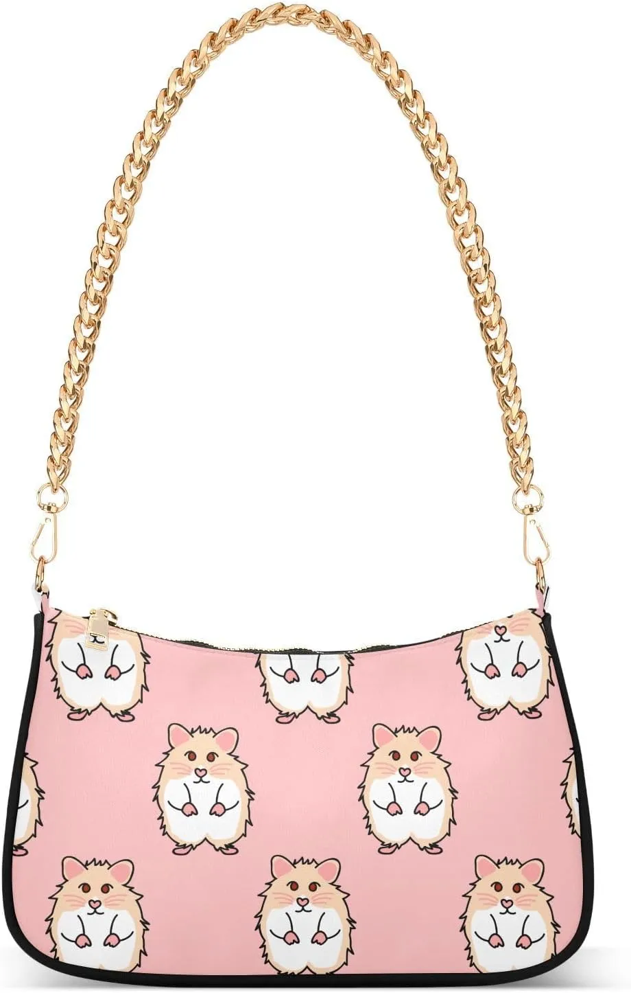 Shoulder Bag for Women Cute Hamsters on Pink Hobo Purses Handbags for Women with Chain Strap