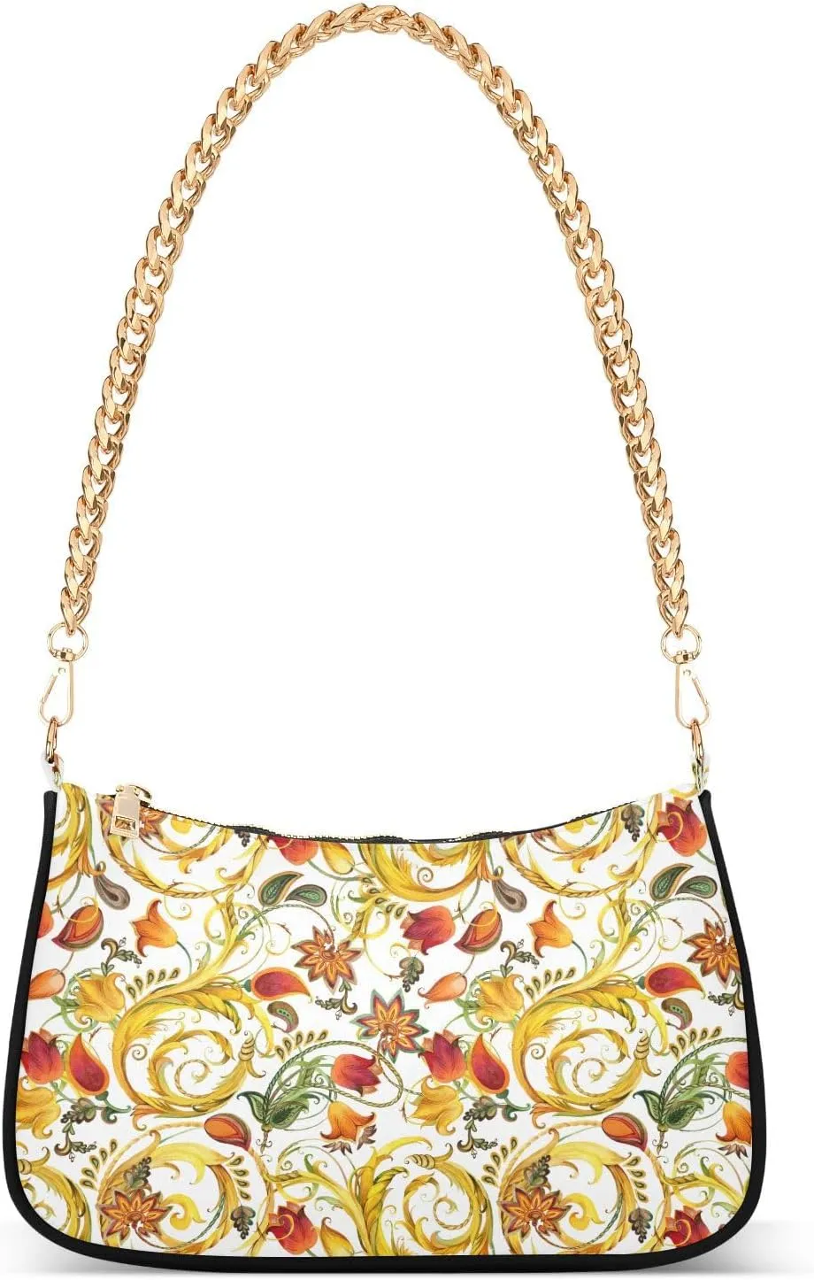 Shoulder Bag for Women Flower Pattern Hobo Purses Handbags for Women with Chain Strap