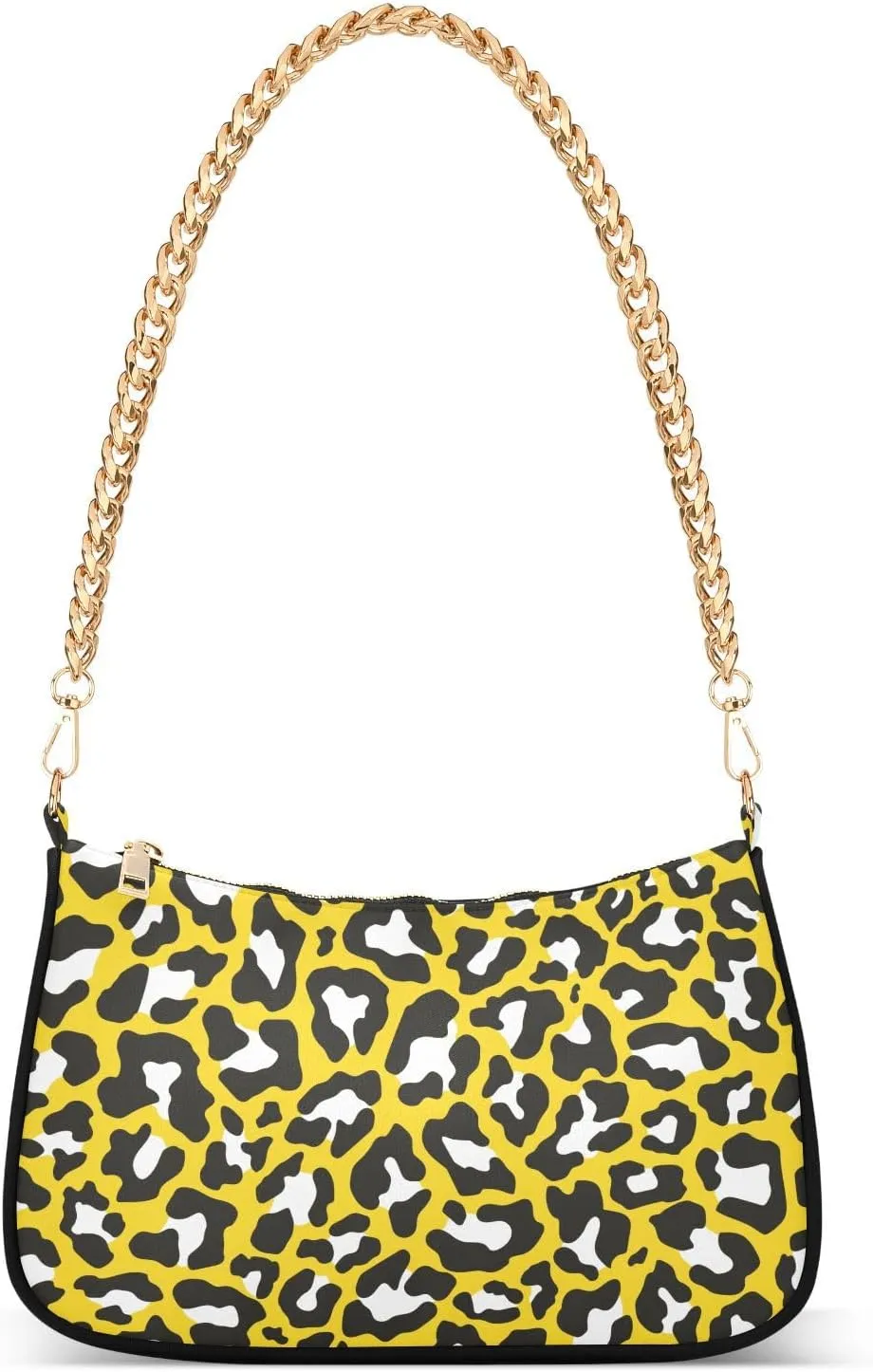 Shoulder Bag for Women Leopard Skins on Yellow Hobo Purses Handbags for Women with Chain Strap