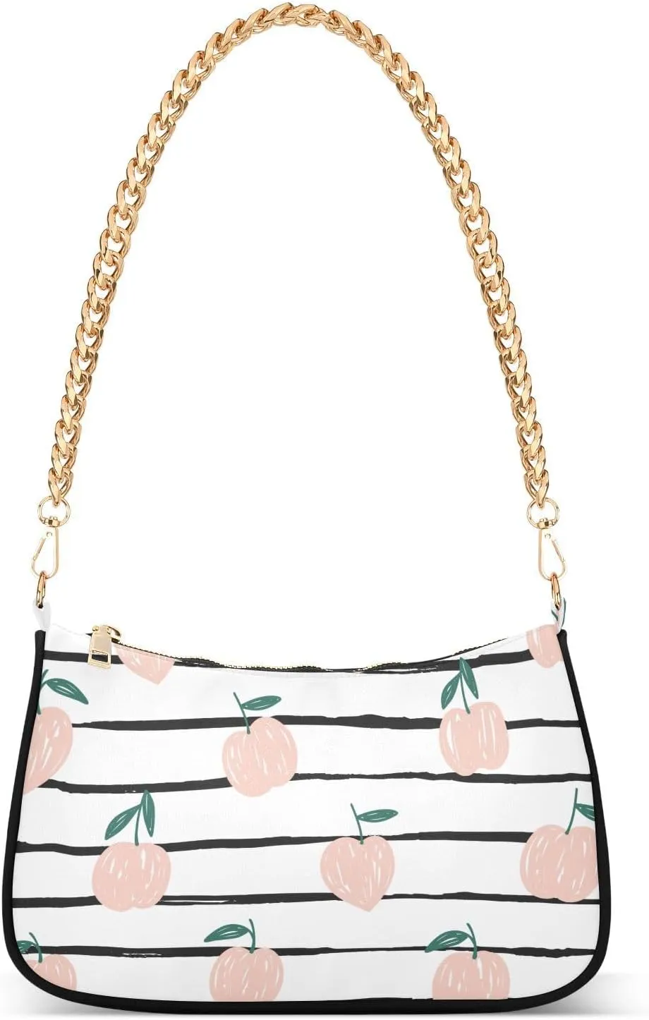 Shoulder Bag for Women Pink Peach Stripes Hobo Purses Handbags for Women with Chain Strap