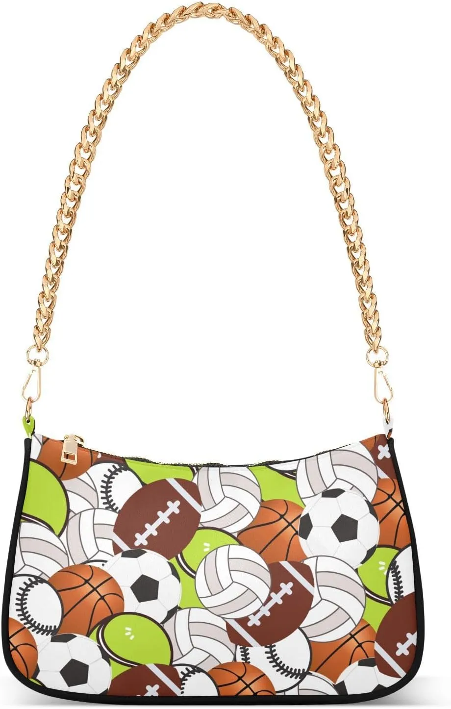 Shoulder Bag for Women Sports Balls Basketball Soccer Hobo Purses Handbags for Women with Chain Strap