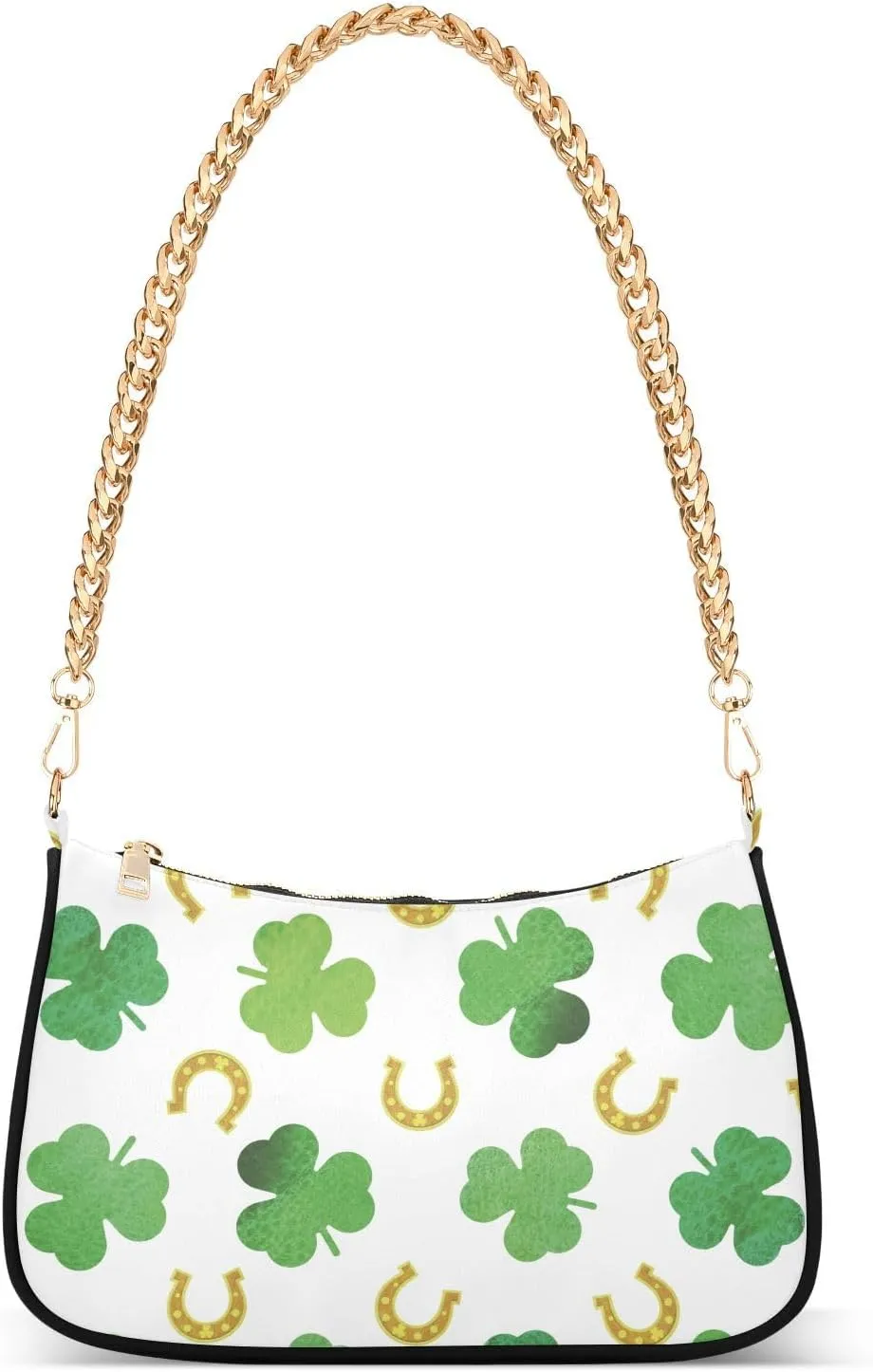 Shoulder Bag for Women St Patricks Day Clover Leaves Hobo Purses Handbags for Women with Chain Strap