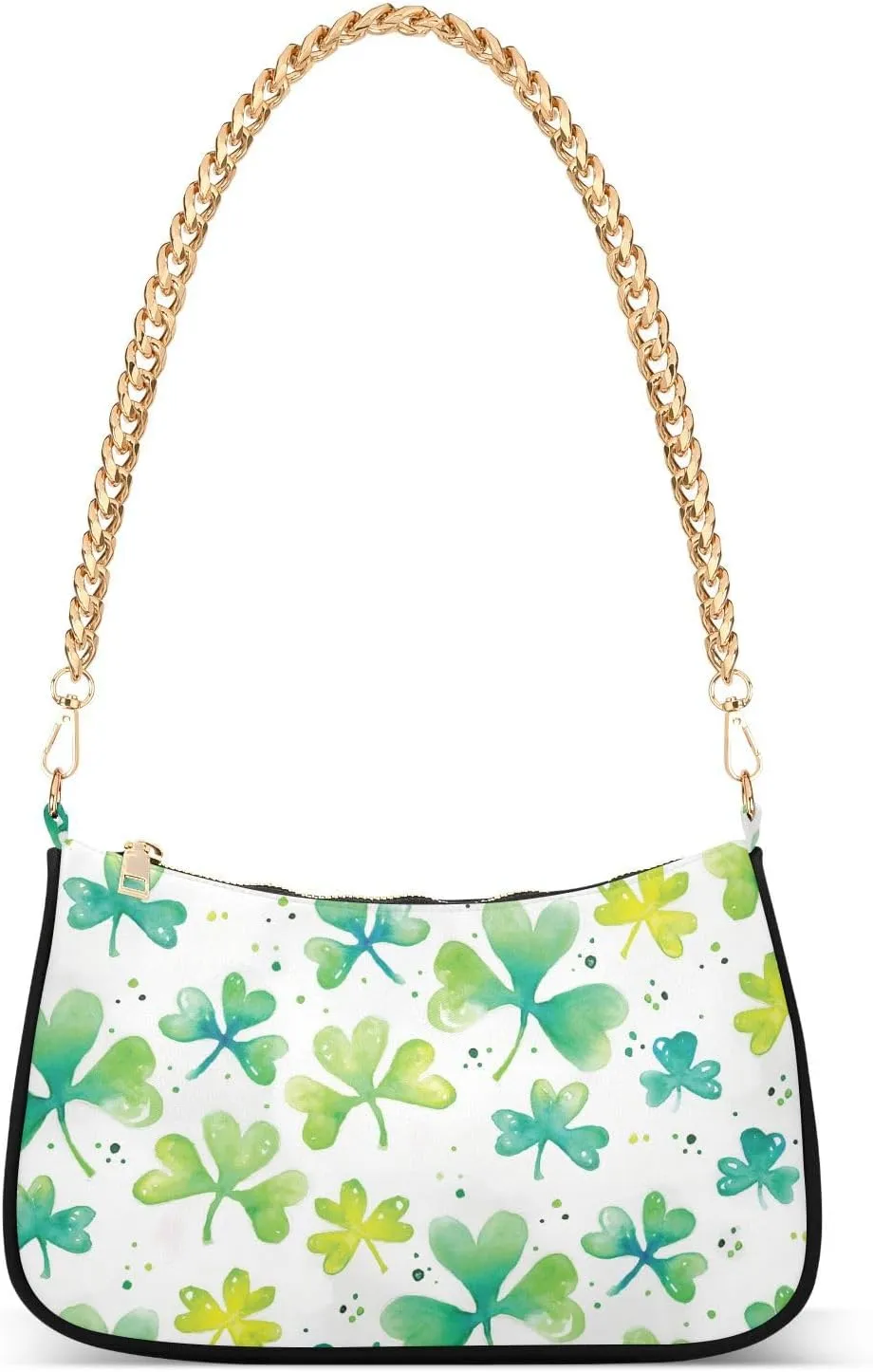 Shoulder Bag for Women St Patricks Day Watercolor Clovers Hobo Purses Handbags for Women with Chain Strap