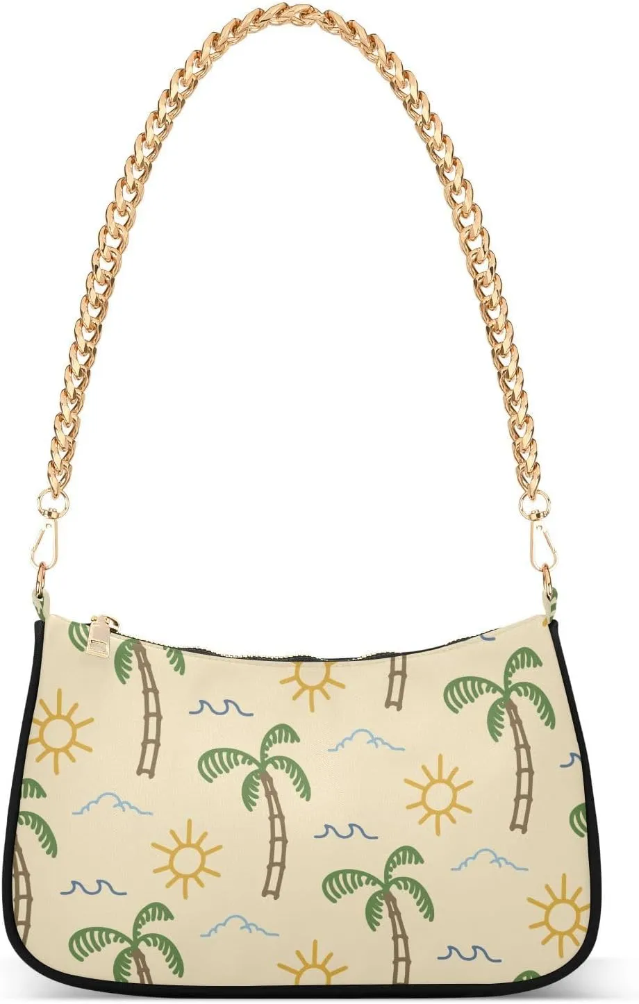 Shoulder Bag for Women Summer Sun Palm Trees Hobo Purses Handbags for Women with Chain Strap