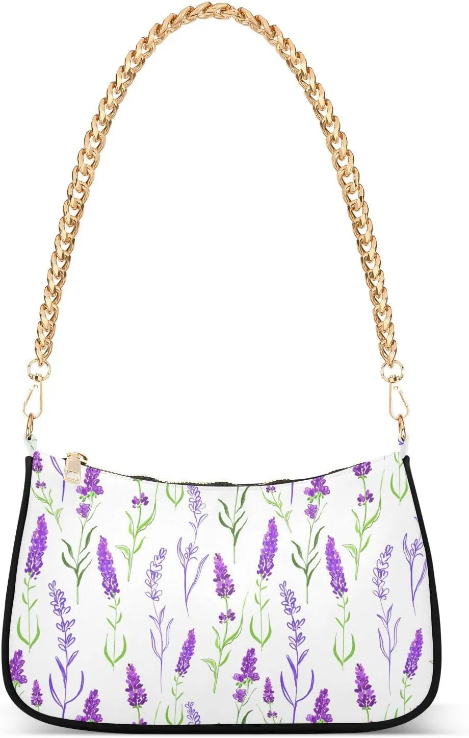 Shoulder Bag for Women Watercolor Lavender Flowers Hobo Purses Handbags for Women with Chain Strap