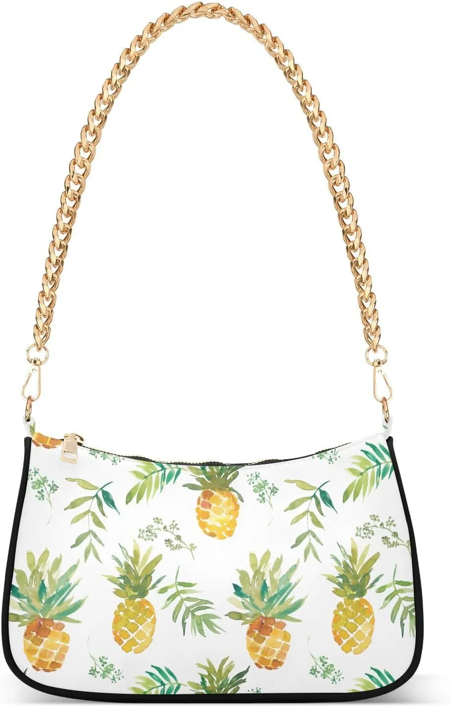 Shoulder Bag for Women Watercolor Pineapples Summer Fruits Hobo Purses Handbags for Women with Chain Strap