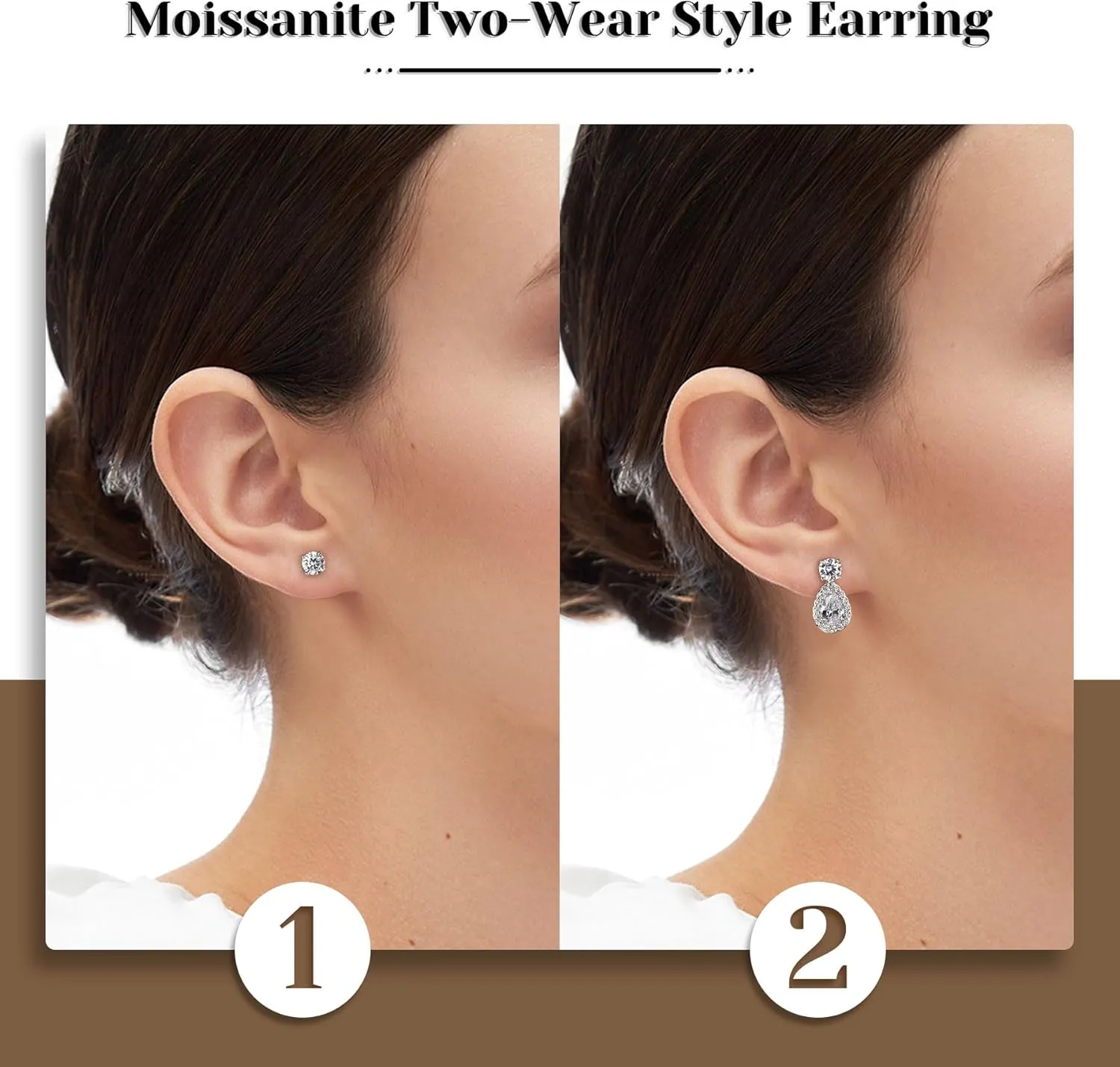 Silver Moissanite Stud Earrings for Men/Women 0.6-4CT Hypoallergenic Earrings 925 Sterling Silver Lab Created Diamond Round Stud Earrings