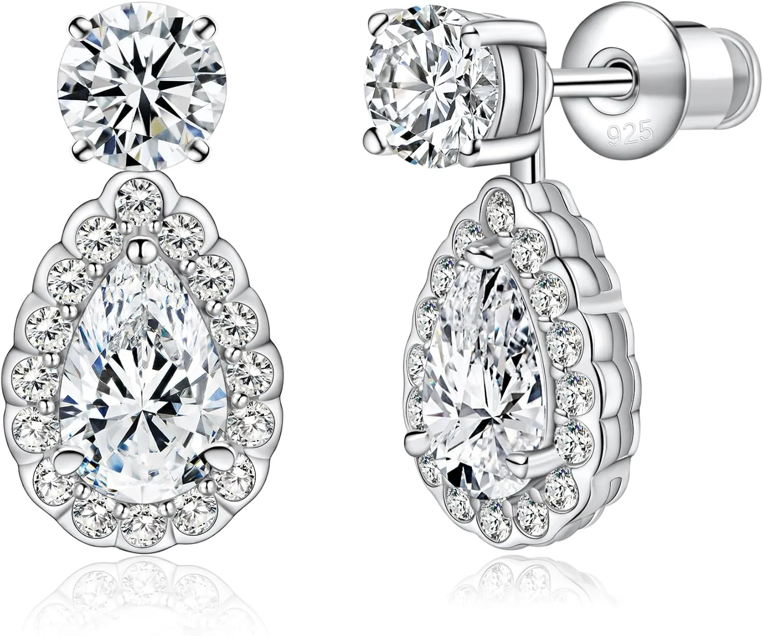 Silver Moissanite Stud Earrings for Men/Women 0.6-4CT Hypoallergenic Earrings 925 Sterling Silver Lab Created Diamond Round Stud Earrings