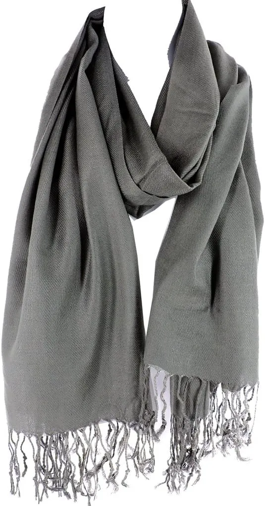 SILVERFEVER Pashmina Shawls Wraps - Large Women Scarf - Party Bridal Evening Dress Shawl - Long Wedding Fringe Scarves Wrap