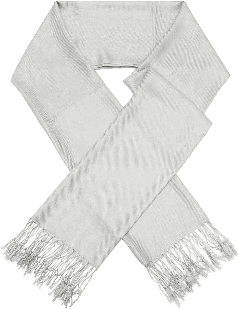 SILVERFEVER Pashmina Shawls Wraps - Large Women Scarf - Party Bridal Evening Dress Shawl - Long Wedding Fringe Scarves Wrap