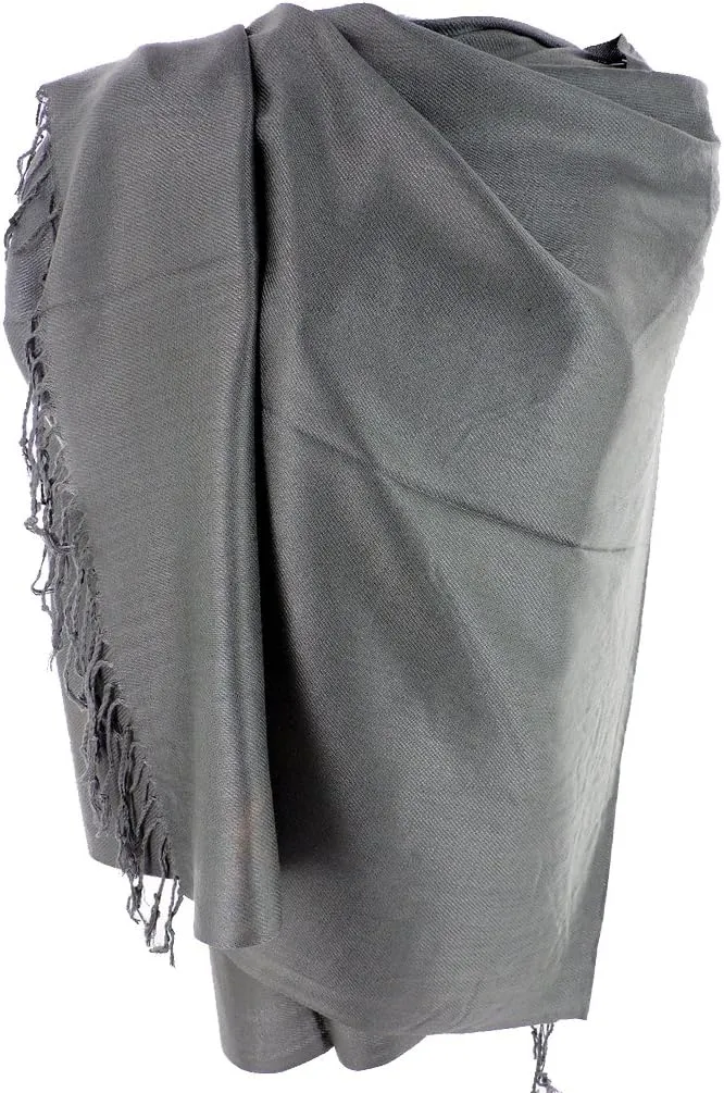 SILVERFEVER Pashmina Shawls Wraps - Large Women Scarf - Party Bridal Evening Dress Shawl - Long Wedding Fringe Scarves Wrap