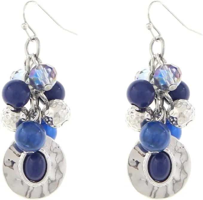 Silver/Gold Plated Metal Drop Earrings Colorful Cluster Glass Crystal Stone Beaded Statement Earrings Dangling for Women