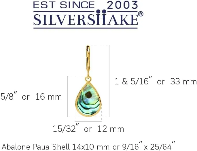 Silvershake 14x10mm Inlay Stone or Shell 925 Sterling Silver Leverback Drop Dangle Summer Earrings Jewelry for Women
