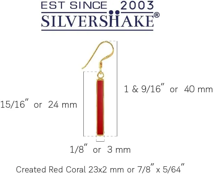 Silvershake Stone Inlay White Gold Plated or 18K Gold Plated 925 Sterling Silver Long Stick Dangle Hook Earrings Jewelry for Women