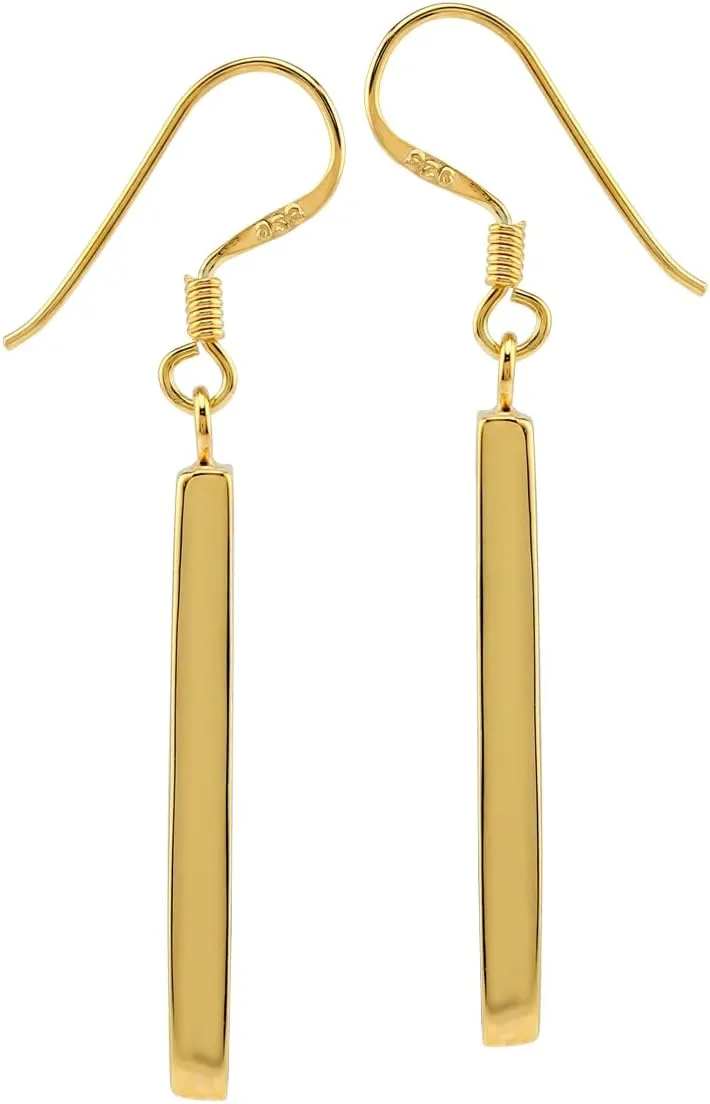 Silvershake Stone Inlay White Gold Plated or 18K Gold Plated 925 Sterling Silver Long Stick Dangle Hook Earrings Jewelry for Women