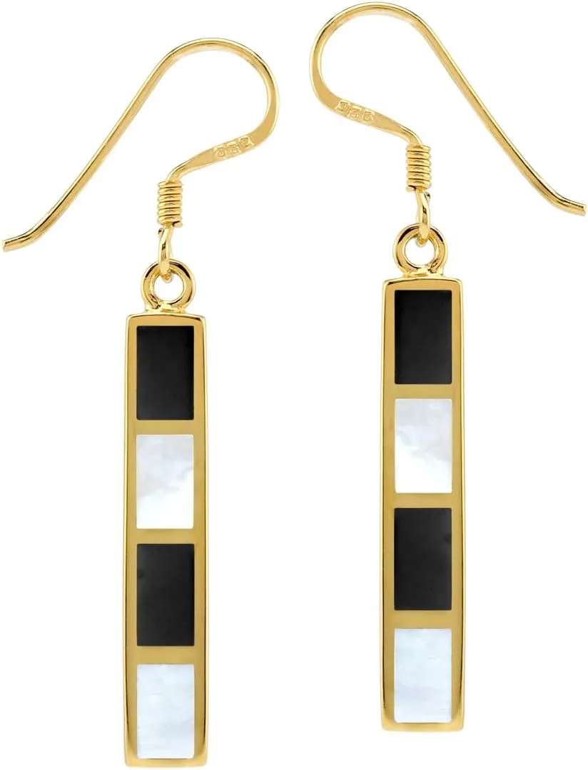 Silvershake White Gold Plated 925 Sterling Silver Long Stick Dangle Hook Earrings