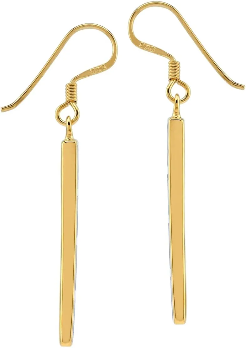 Silvershake White Gold Plated 925 Sterling Silver Long Stick Dangle Hook Earrings