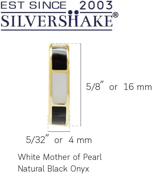 Silvershake White Gold Plated 925 Sterling Silver Stone Inlay C Hoop Earrings