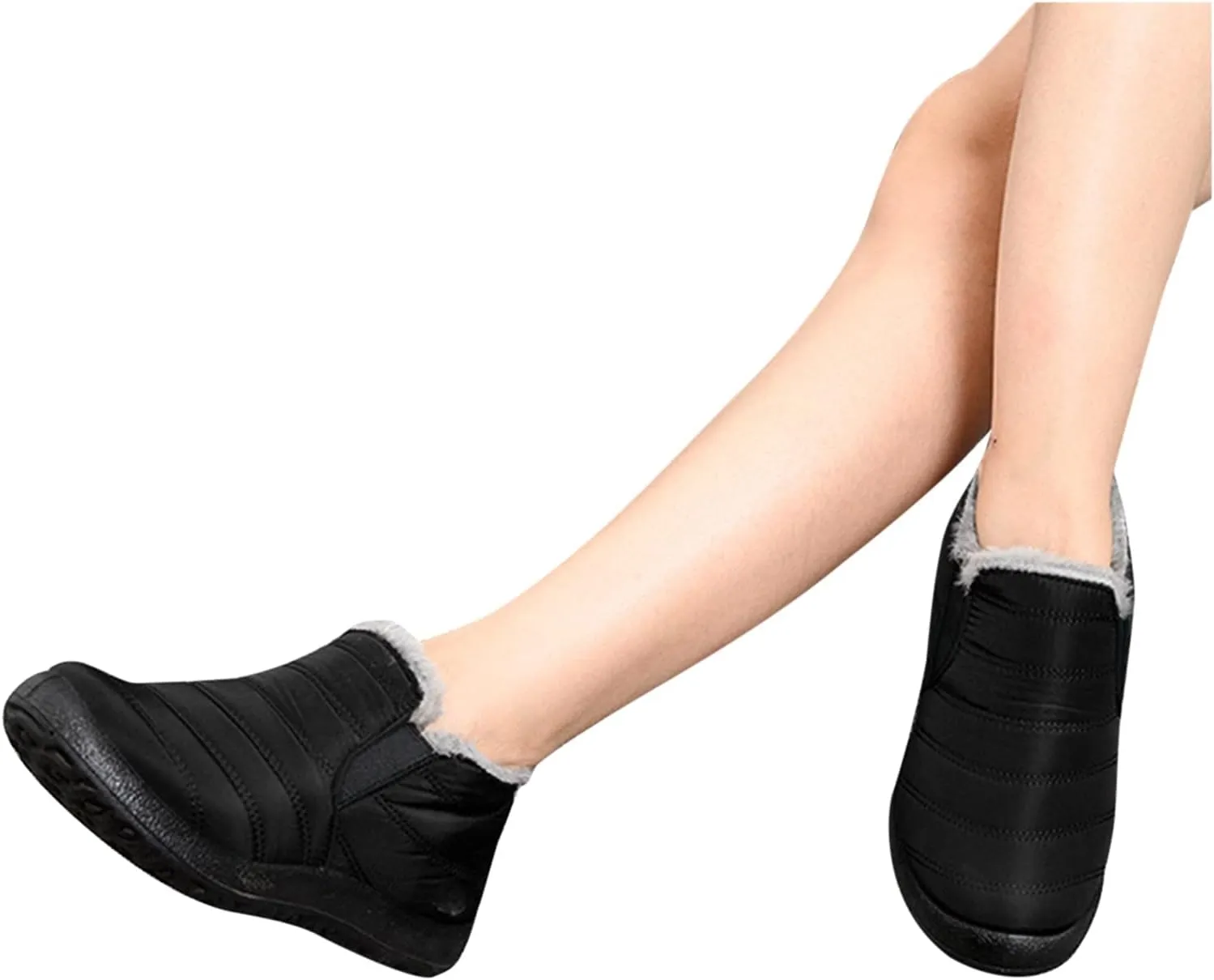 Slip on Winter Boots for Women Wide Womens Waterproof Snow Boots Knee High Women's Leather Winter Boots White Tall Snow Boots for Women White Botas Invierno Mujer Elegantes
