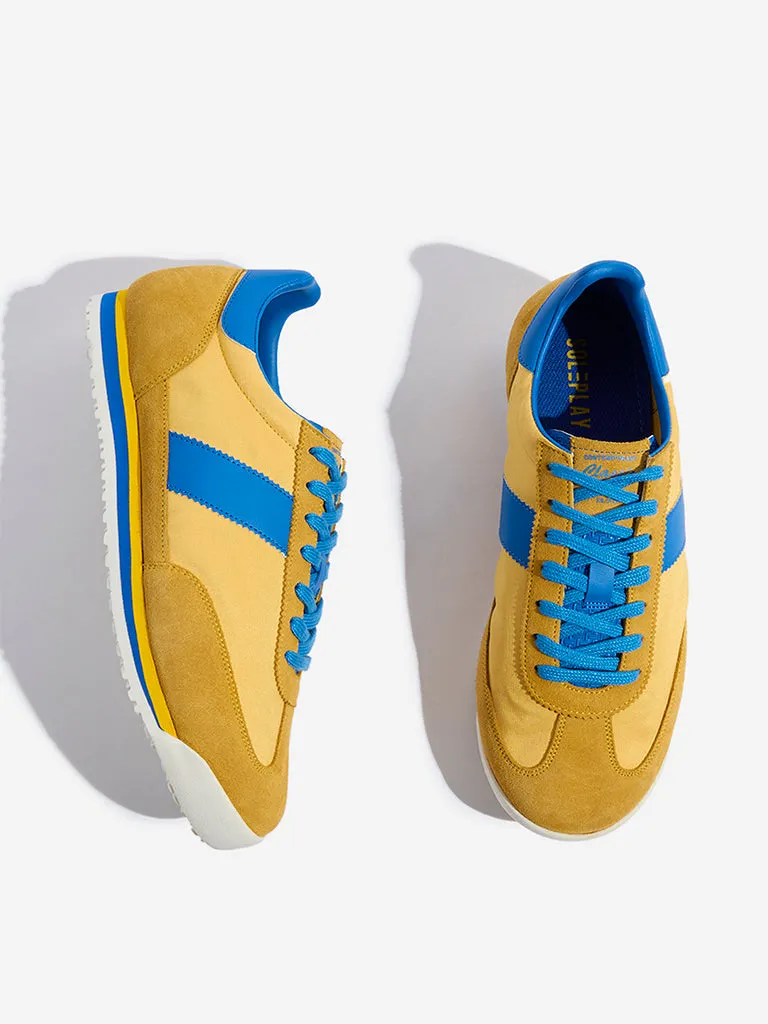 SOLEPLAY Mustard Colour-Blocked Lace-Up Sneakers