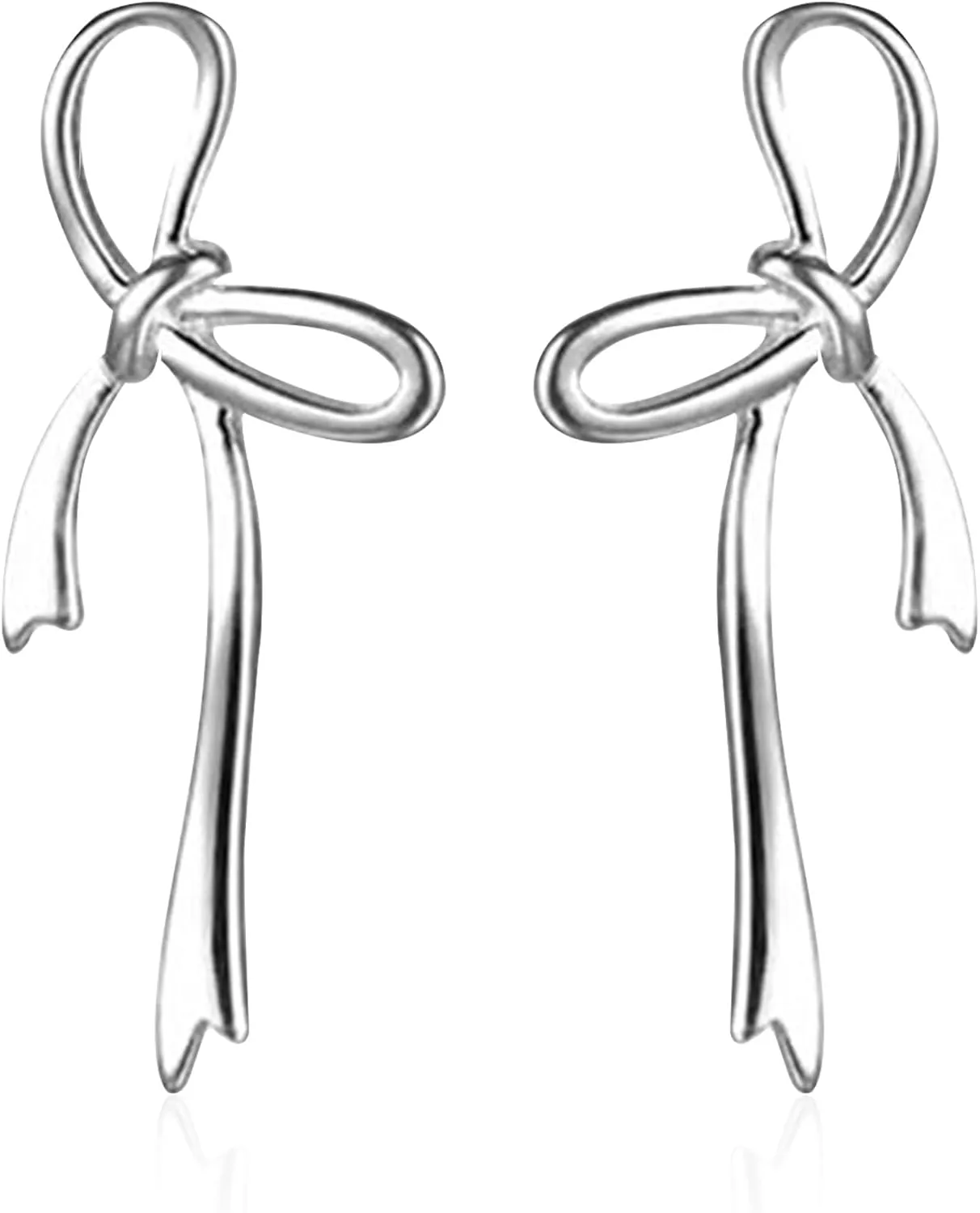 Solid 925 Sterling Silver Bow Stud Earrings for Women Bowknot Stud Earrings Drops