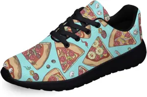 Sonzj-II Men Women Walking Running Shoes,Pizza Lightweight Breathable Mesh Tennis Shoes Non Slip Athletic Workout Gym Sneakers