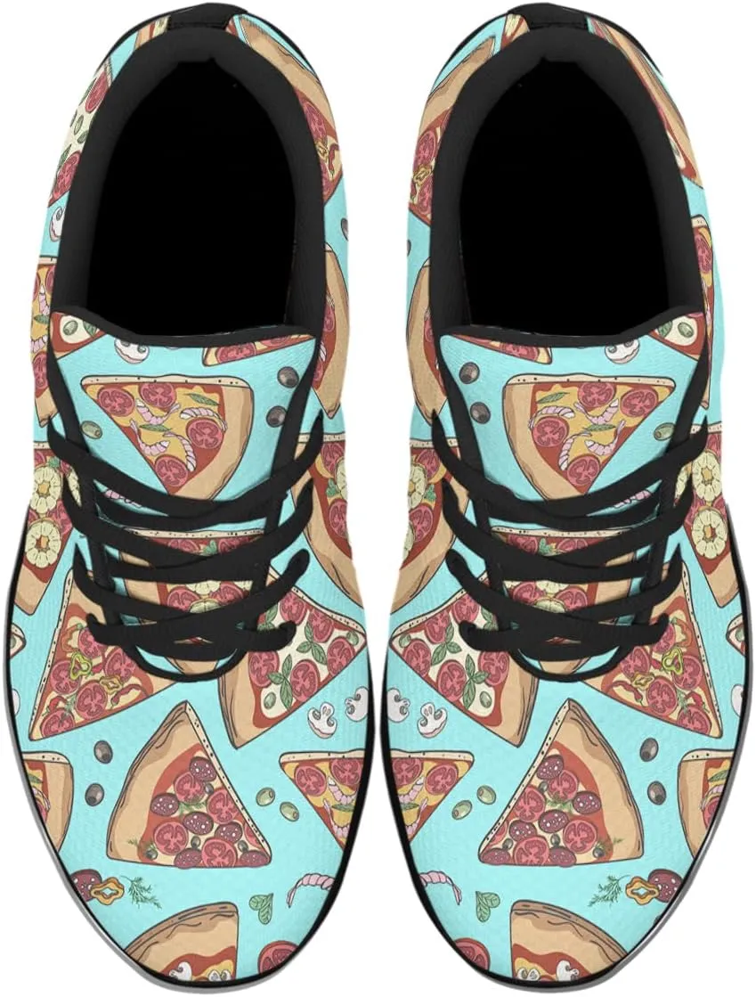 Sonzj-II Men Women Walking Running Shoes,Pizza Lightweight Breathable Mesh Tennis Shoes Non Slip Athletic Workout Gym Sneakers