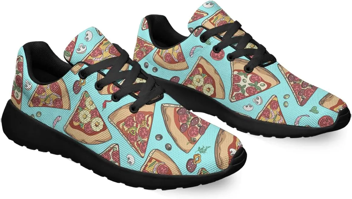 Sonzj-II Men Women Walking Running Shoes,Pizza Lightweight Breathable Mesh Tennis Shoes Non Slip Athletic Workout Gym Sneakers