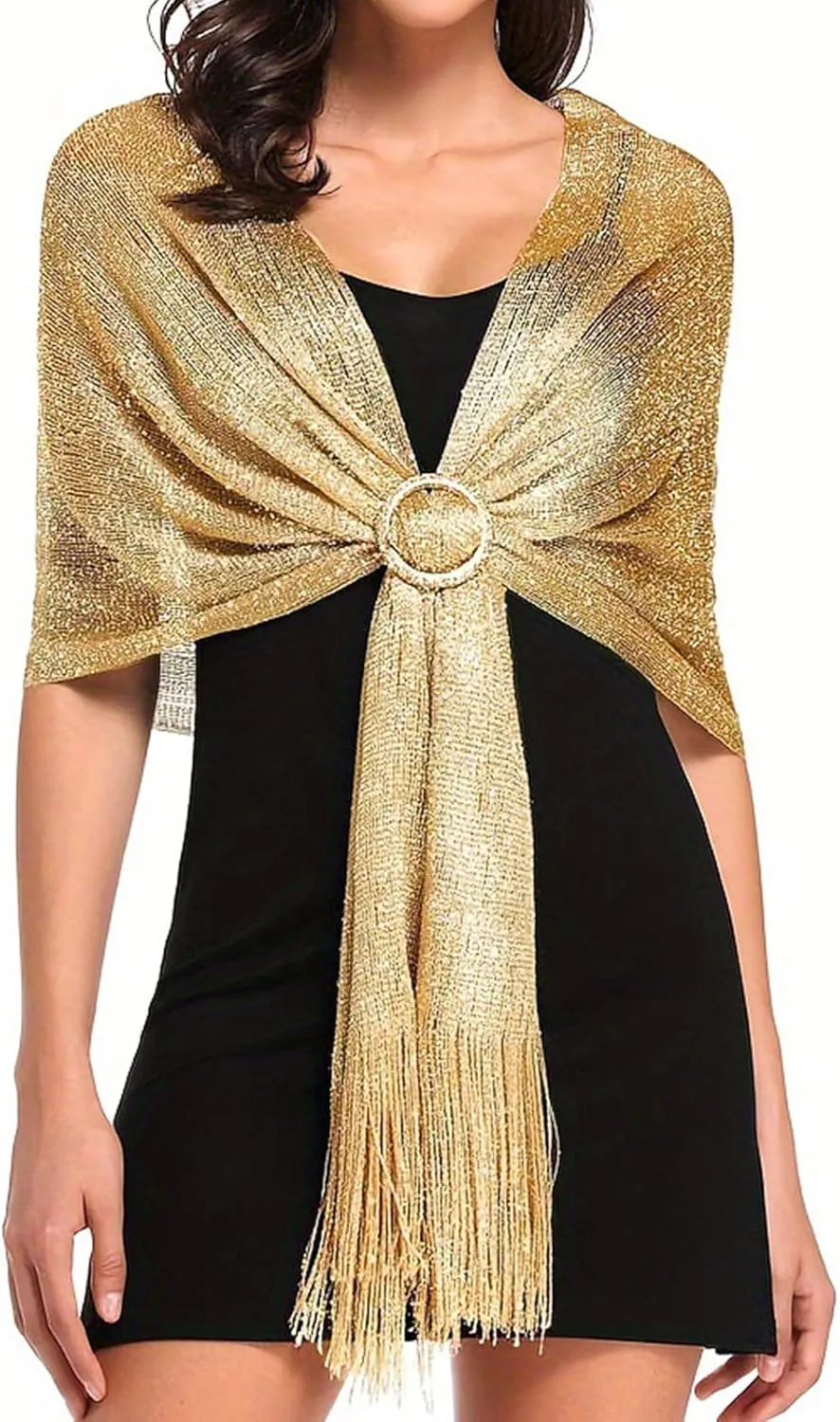 Sparkling Metallic Shawls and Wraps for Evening Dresses Formal Party Fashion Women Wedding Shawl