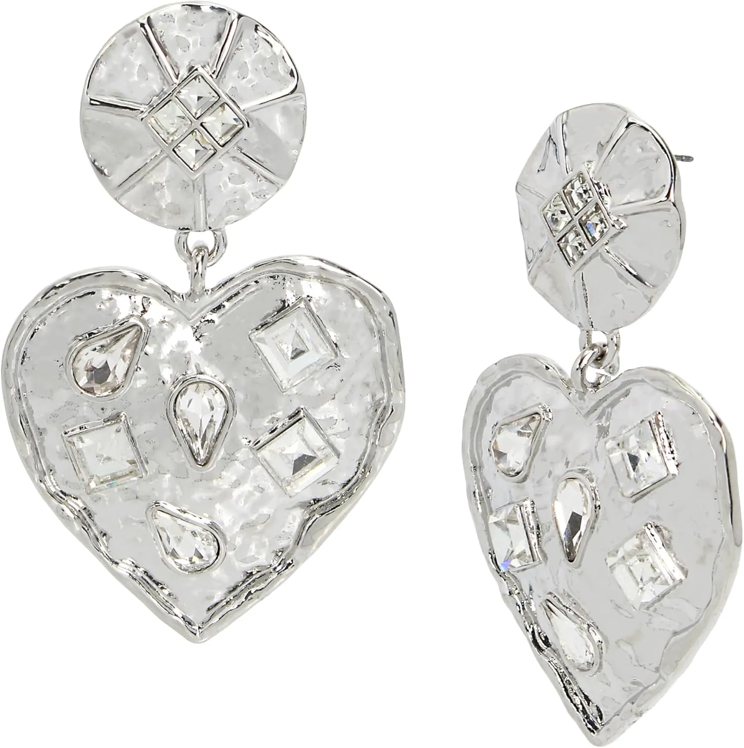 Steve Madden Womens Jewelry Stone Heart Drop Statement Earrings