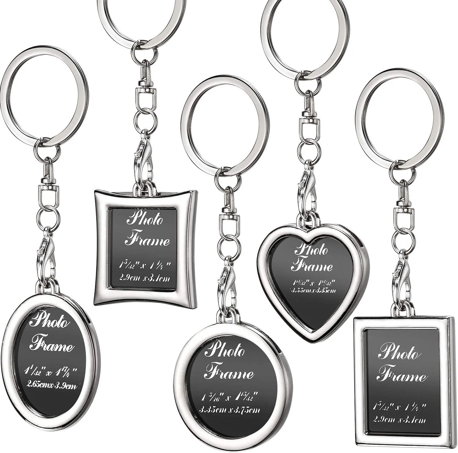 Tatuo 10 Pieces Photo Frame Keychain Metal Frame Keychain, Heart Keyring with Locket Photo Frame for Wedding Gifts