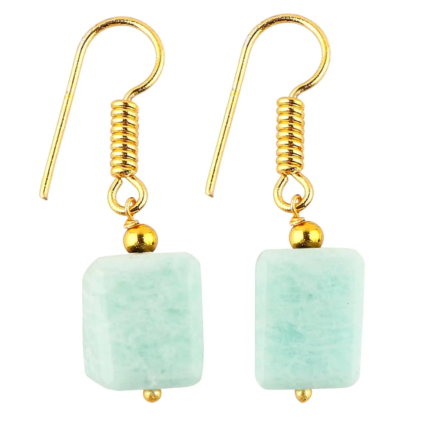 TGH Irregular Gemstone Dangle Earrings For Women, Dangling Drops, 14k Gold Plated Hook Earrings, Boho Style Jewelry, Gift for Her, Valentine Day Gift (Amazonite)