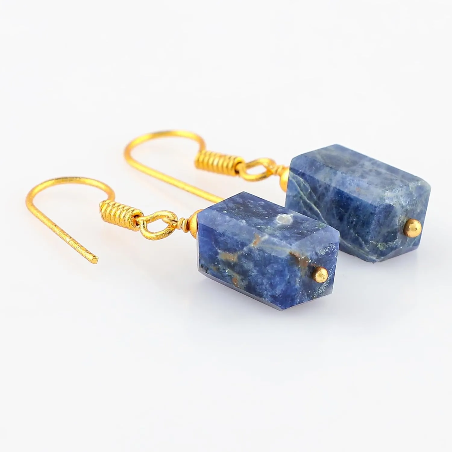 TGH Sodalite Irregular Gemstone Dangle Earrings For Women, Dangling Drops, 14k Gold Plated Hook Earrings, Boho Style Jewelry, Gift for Her, Valentine Day Gift (Sodalite)