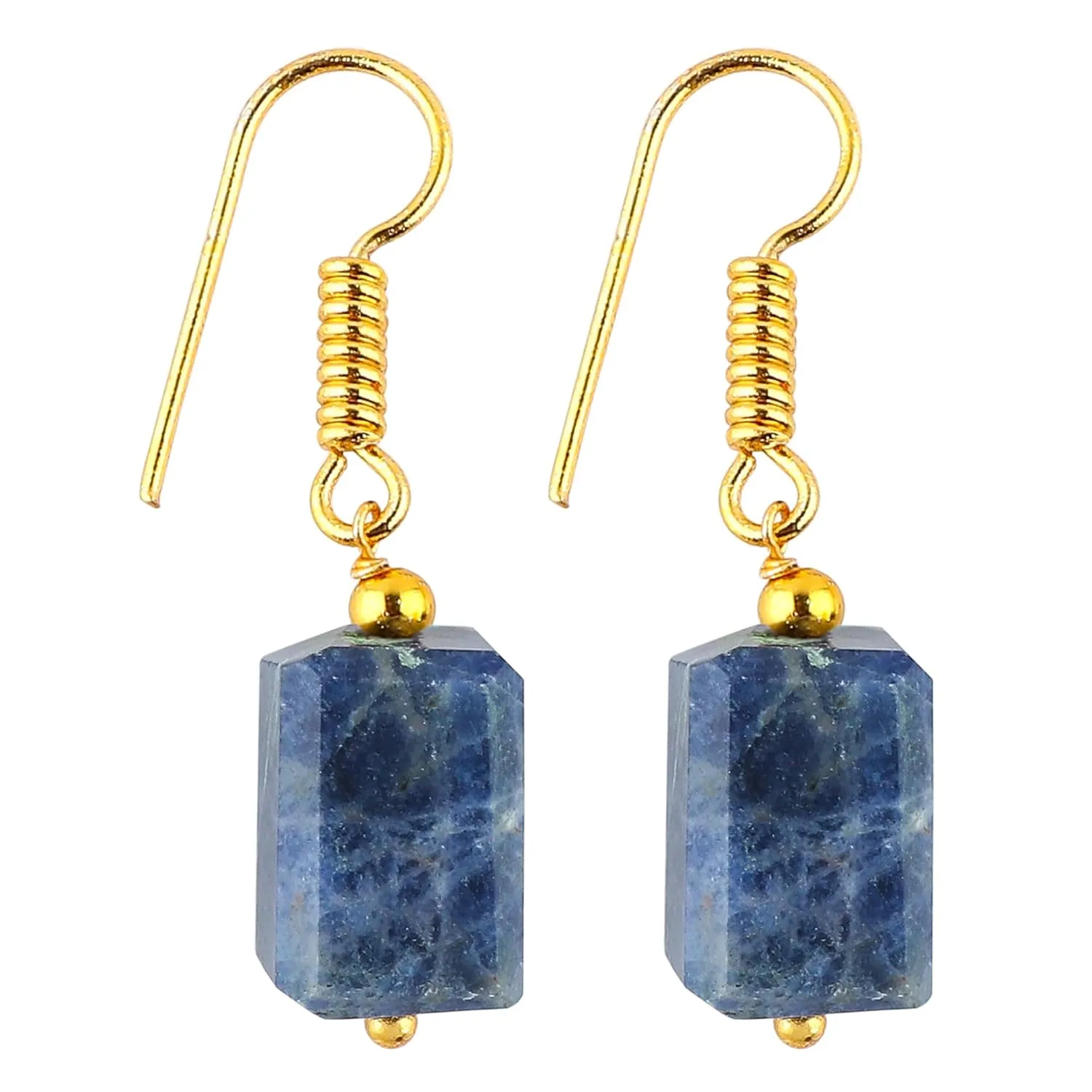 TGH Sodalite Irregular Gemstone Dangle Earrings For Women, Dangling Drops, 14k Gold Plated Hook Earrings, Boho Style Jewelry, Gift for Her, Valentine Day Gift (Sodalite)