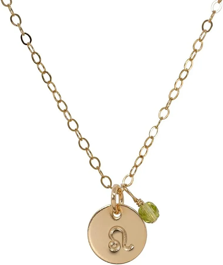 Tiny Zodiac Pendant Necklace, 14K Gold Filled Constellation Pendant with Birthstone Necklace, Personalized Birthday Gift for Women