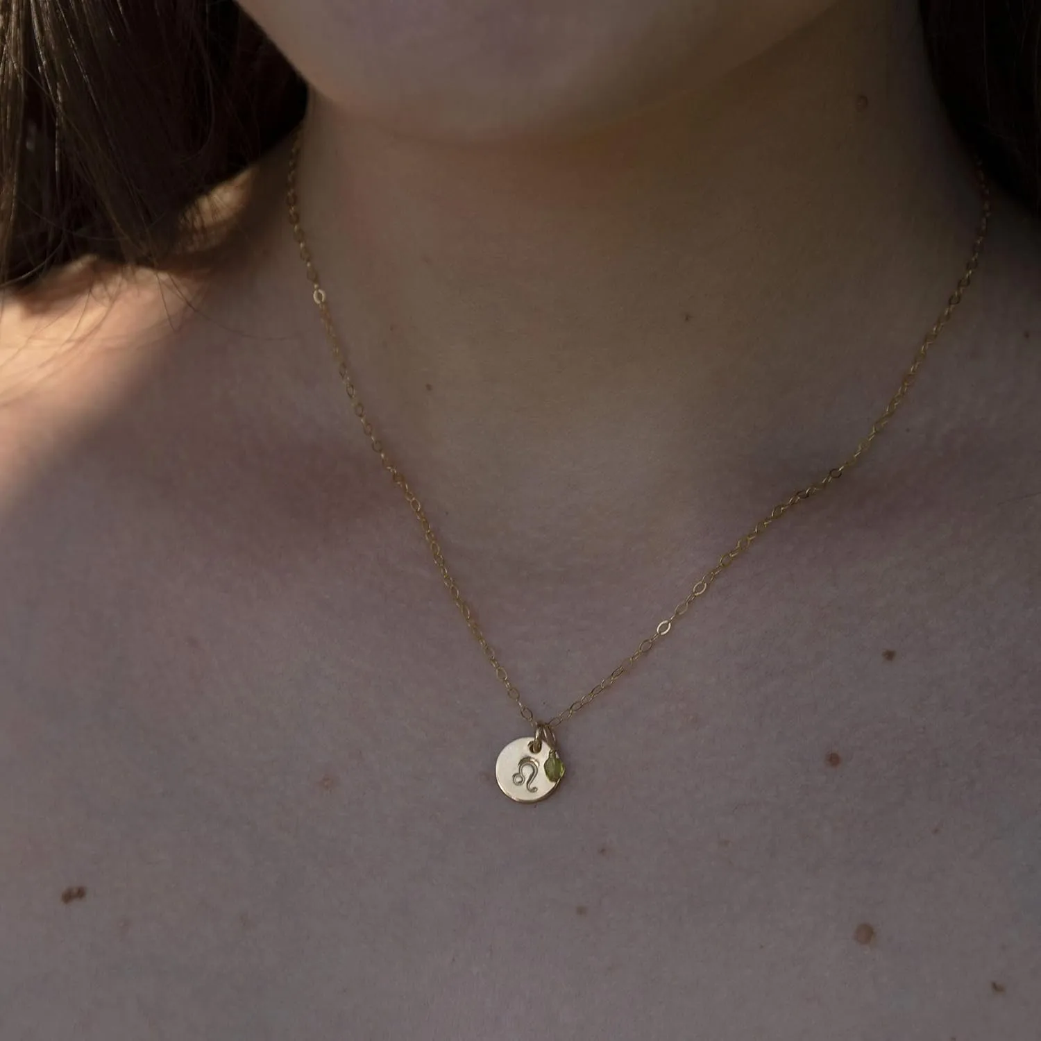 Tiny Zodiac Pendant Necklace, 14K Gold Filled Constellation Pendant with Birthstone Necklace, Personalized Birthday Gift for Women